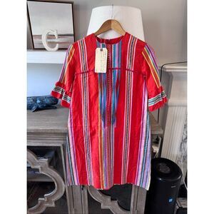 Vintage Alice Of California 1960s Red‎ Striped Dress Size S/M